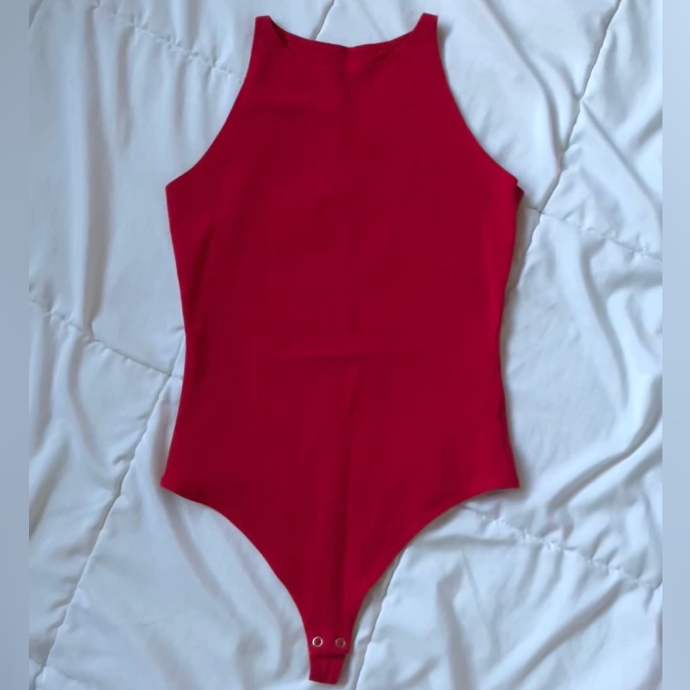 American apparel red high neck tank bodysuit